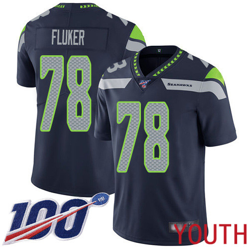 Seattle Seahawks Limited Navy Blue Youth D.J. Fluker Home Jersey NFL Football #78 100th Season Vapor Untouchable